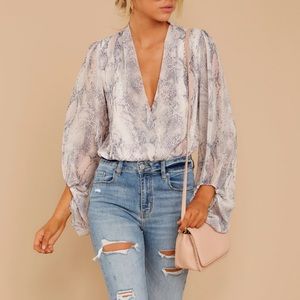 RED DRESS BOUTIQUE Stealthy Style Blush Multi Snake Print Bodysuit